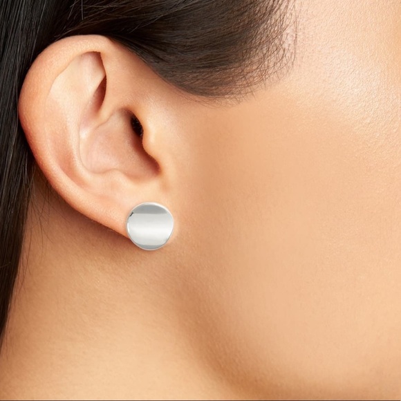 Halogen Curved Disc Stud Earrings - Picture 1 of 5